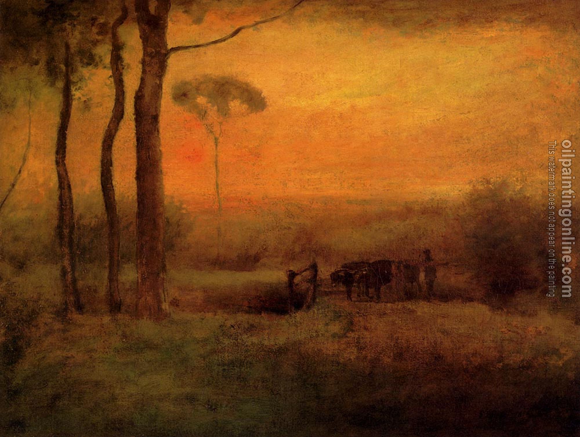 George Inness - Pastoral Landscape At Sunset
